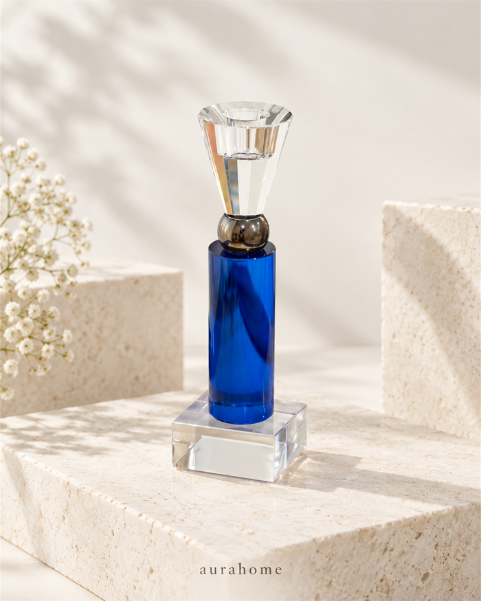 حامل الشمعة الأزرق | Blue crystal candle holder — صورة العرض | Main view