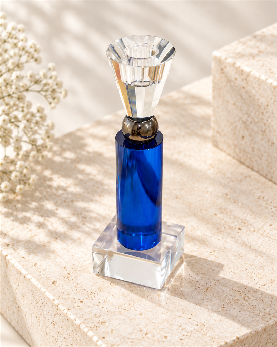 حامل الشمعة الأزرق | Blue crystal candle holder — زاوية إضافية | Alternate angle