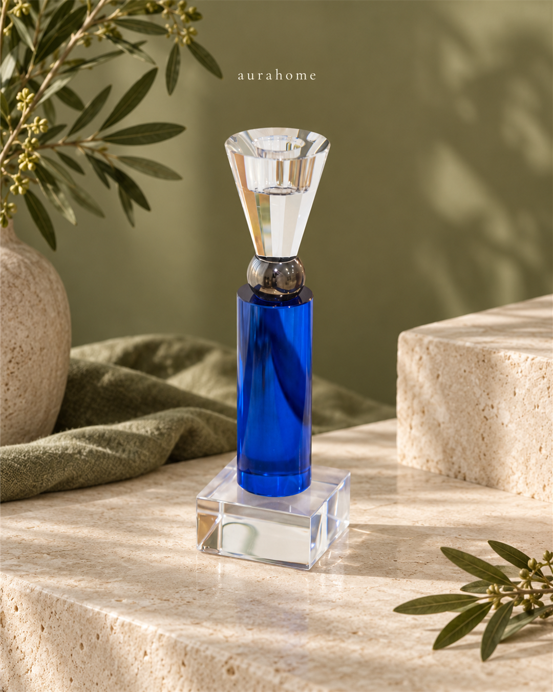 حامل الشمعة الأزرق | Blue crystal candle holder — تفاصيل المنتج | Product details