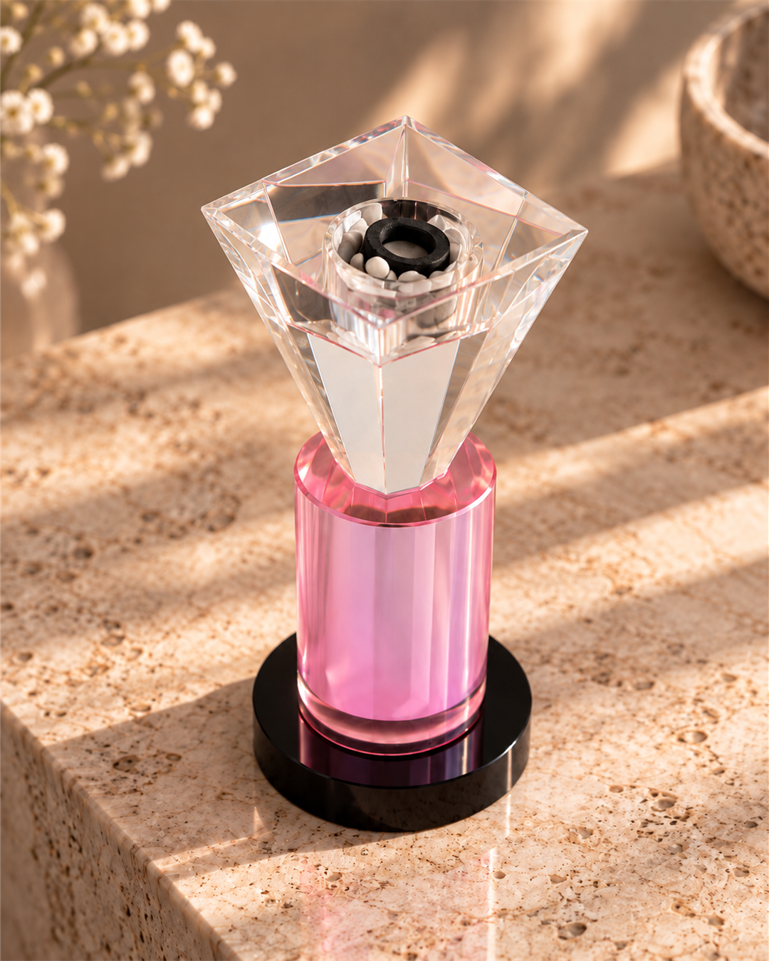 المبخرة الوردية برأس مربع | Crystal Pink Mubkhar — زاوية إضافية | Alternate angle