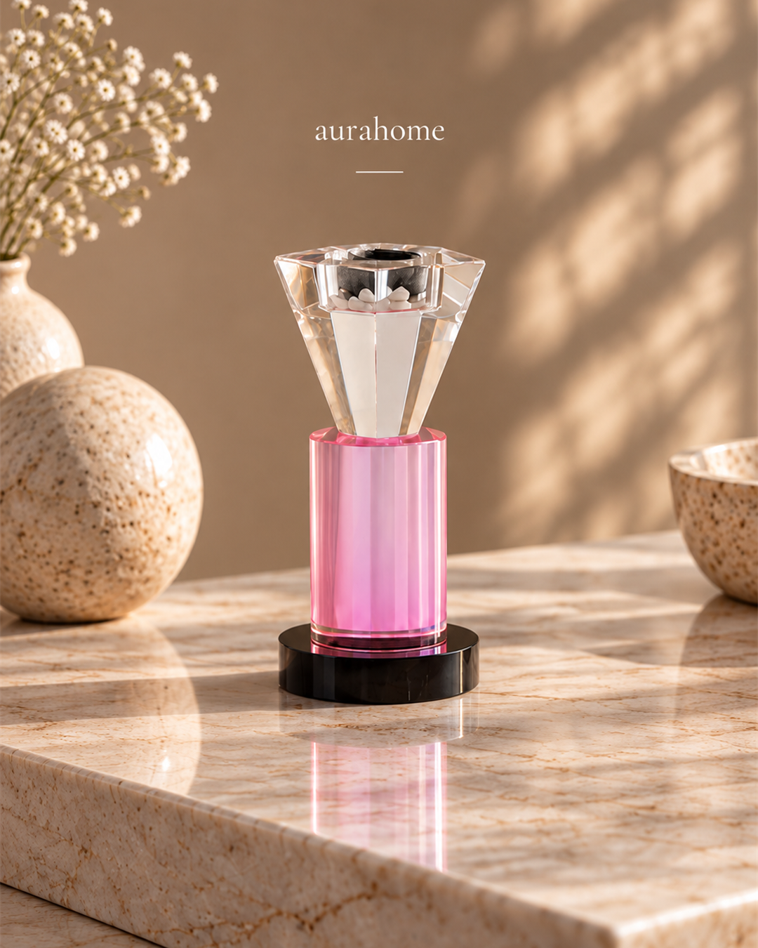 المبخرة الوردية برأس مربع | Crystal Pink Mubkhar — تفاصيل المنتج | Product details
